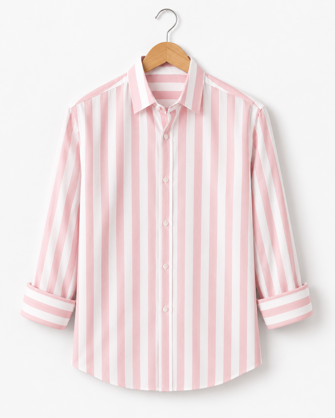 Classic Pink & White Vertical Stripe Shirt