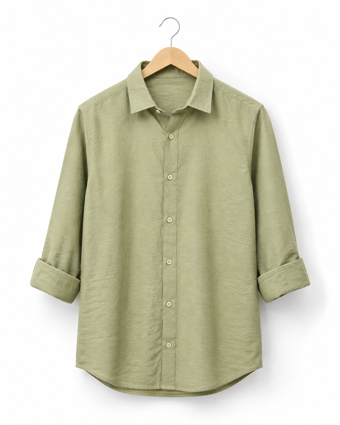 SAGE GREEN CRUSHED TEXTURED SHIRT