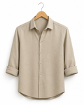 SAND BEIGE CRUSHED TEXTURED SHIRT