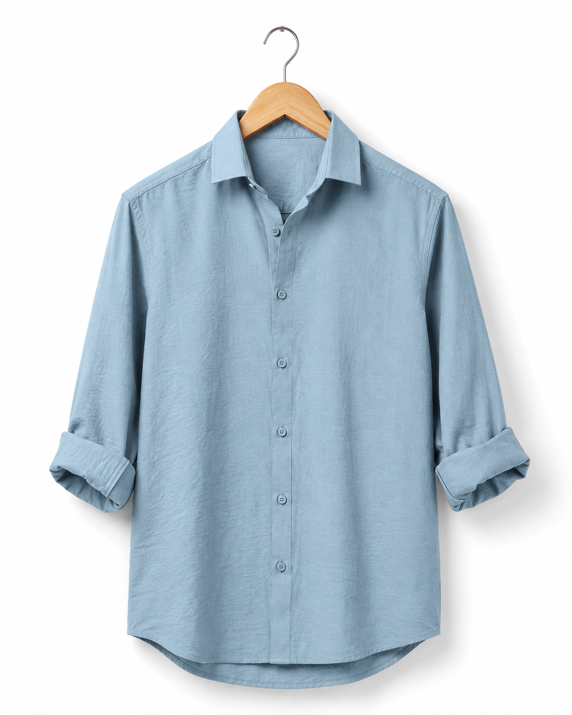 POWDER BLUE CRUSHED TEXTURED SHIRT