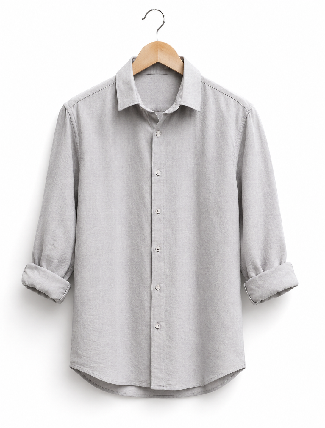 PEARL GREY CRUSHED TEXTURED SHIRT