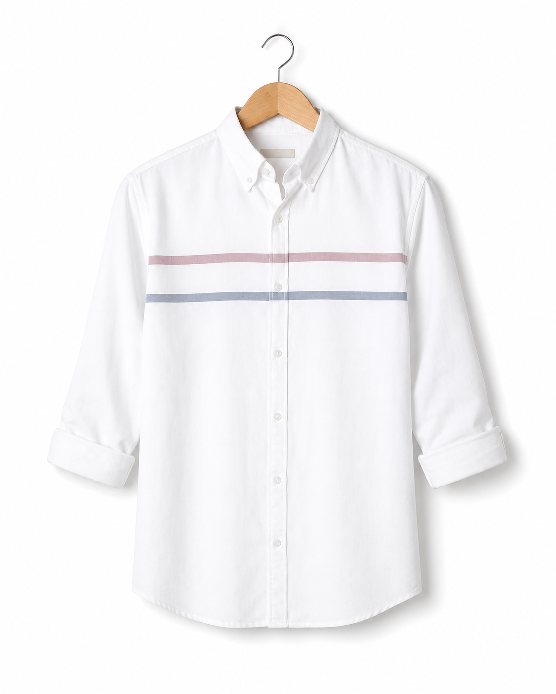Classic White horizontal Stripe Button Down Shirt