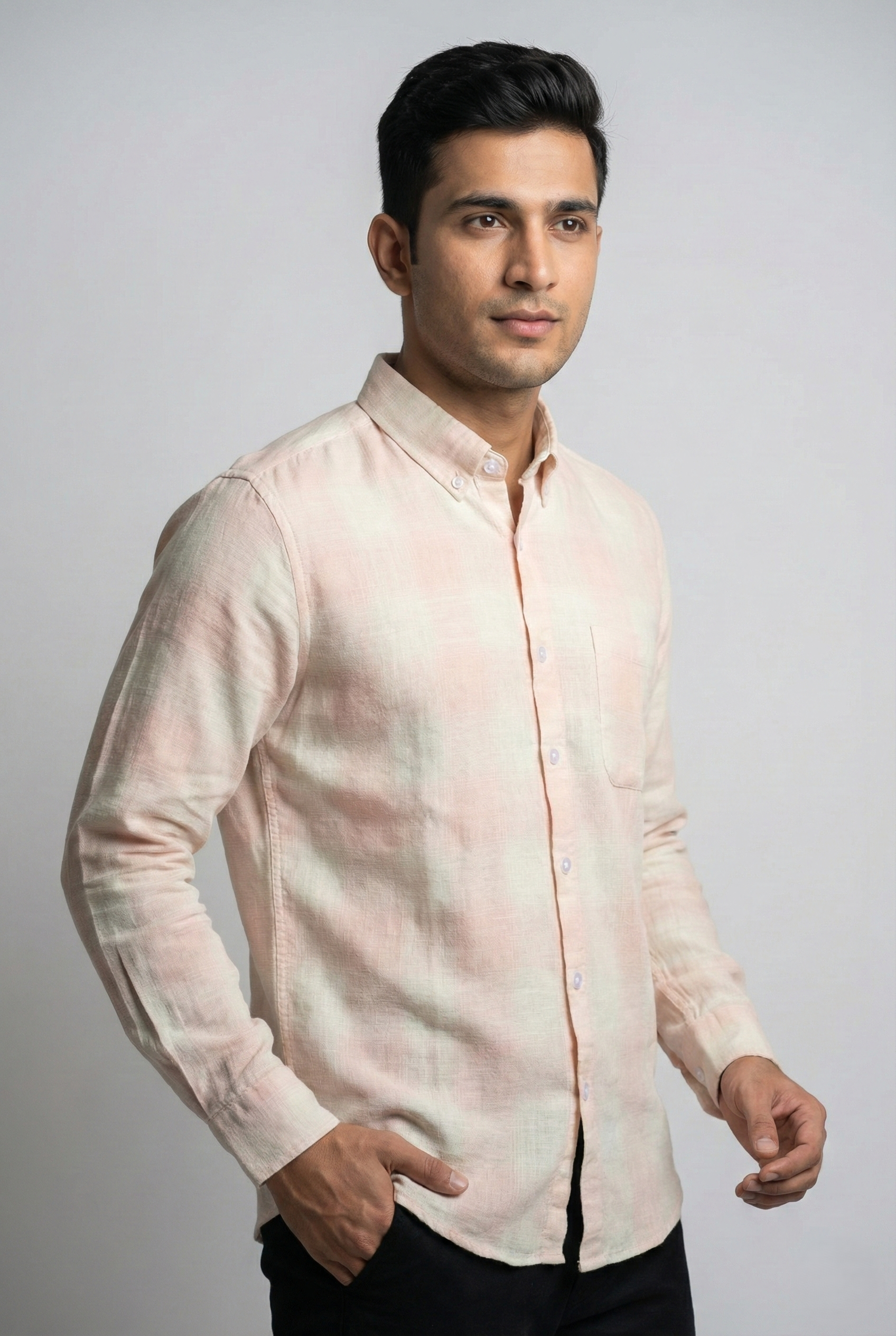 Peach Checked Shirt
