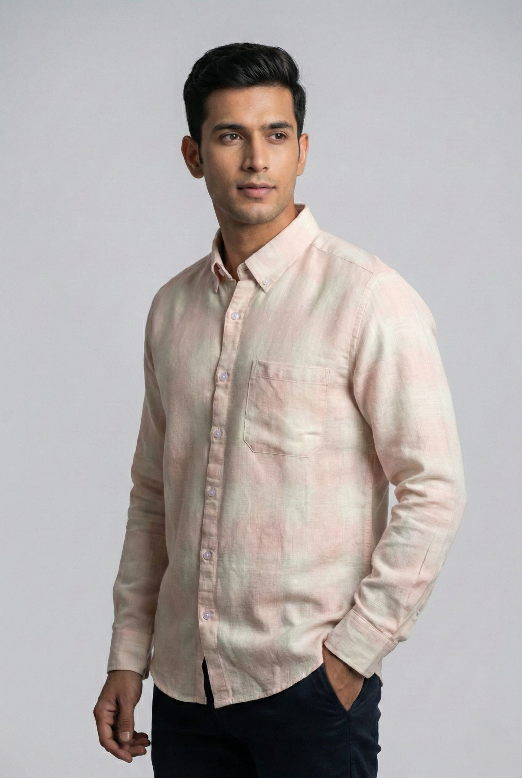 Peach Checked Shirt