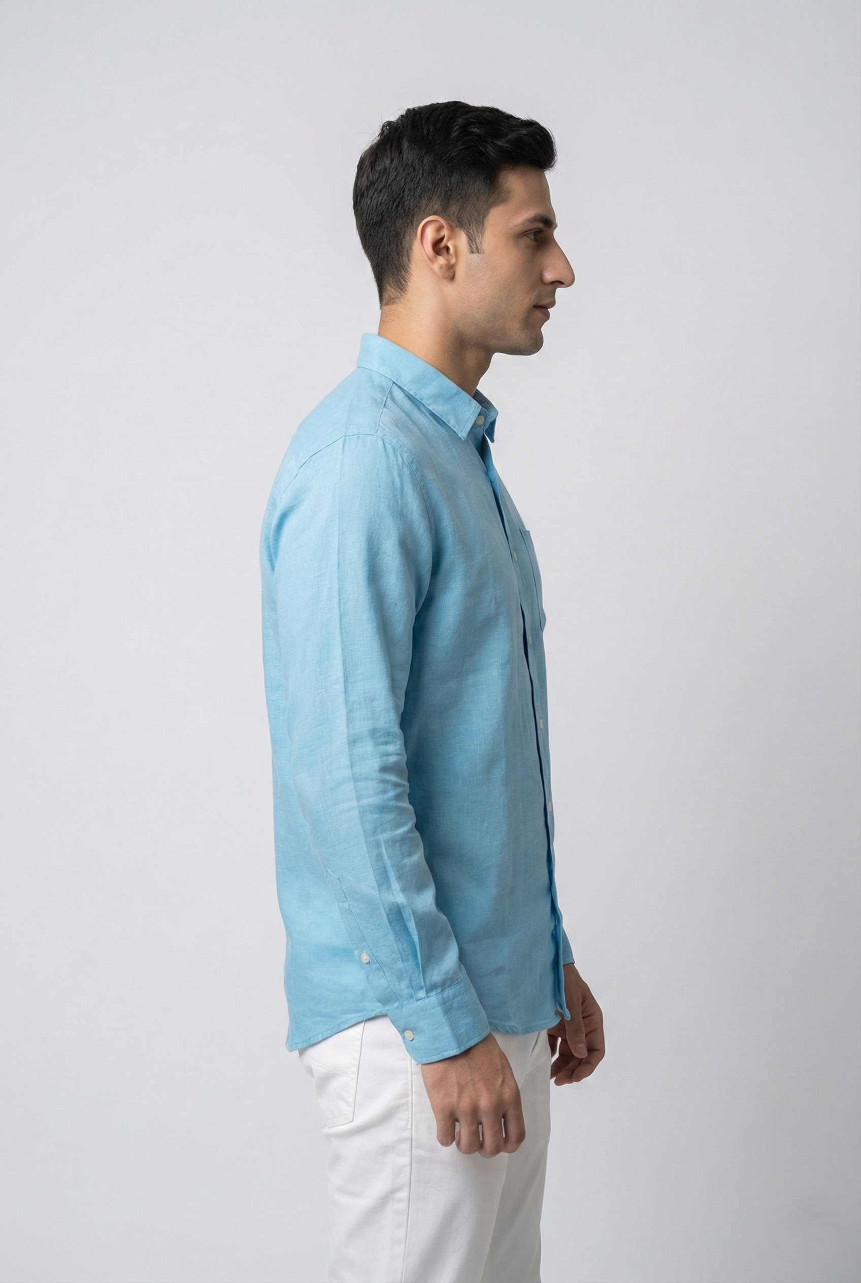 Blue Cotton Linen Shirt