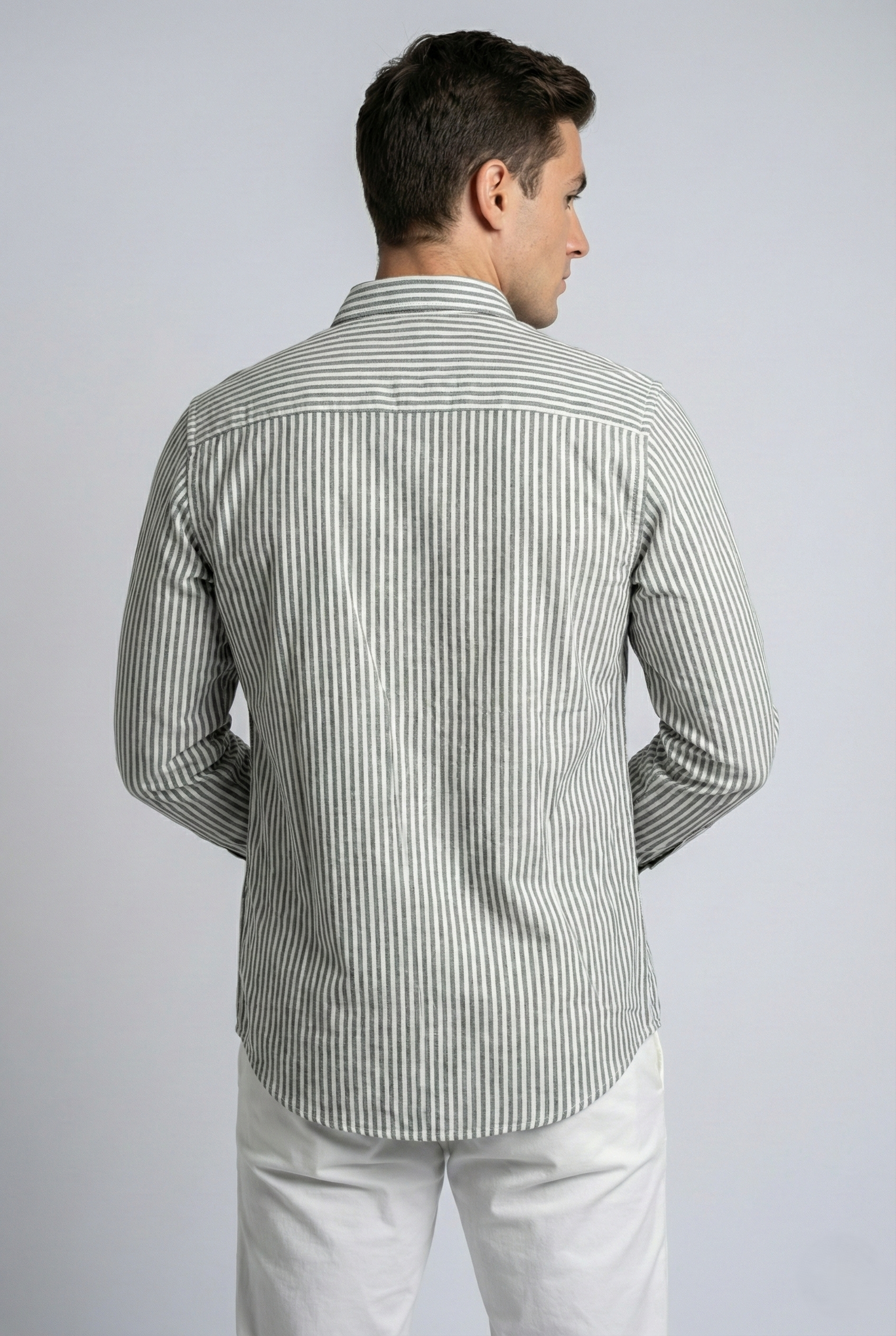 Grey Oxford Striped Shirt