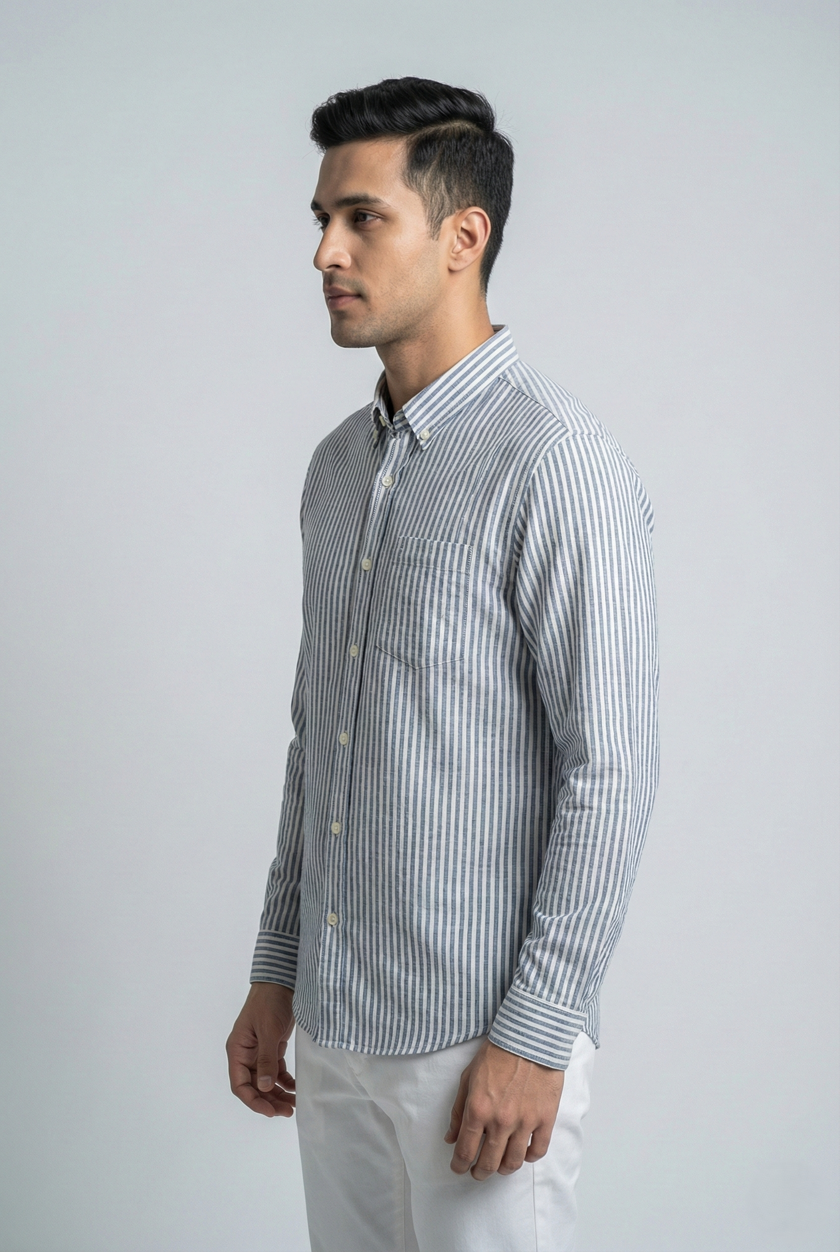 Dark Blue Oxford Striped Shirt