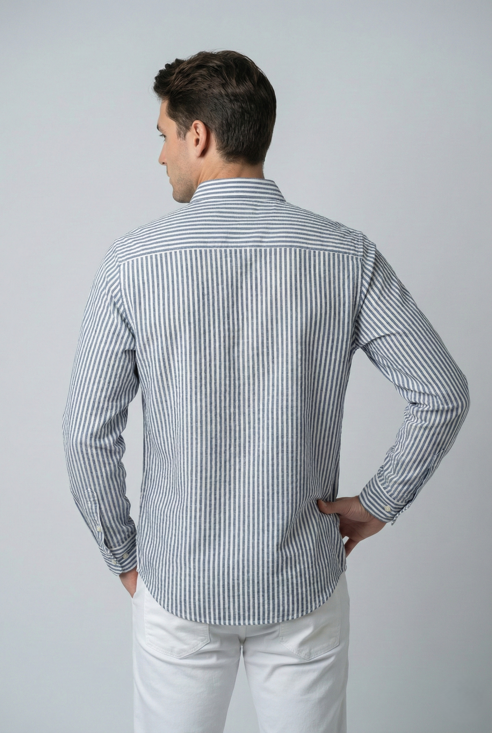 Dark Blue Oxford Striped Shirt