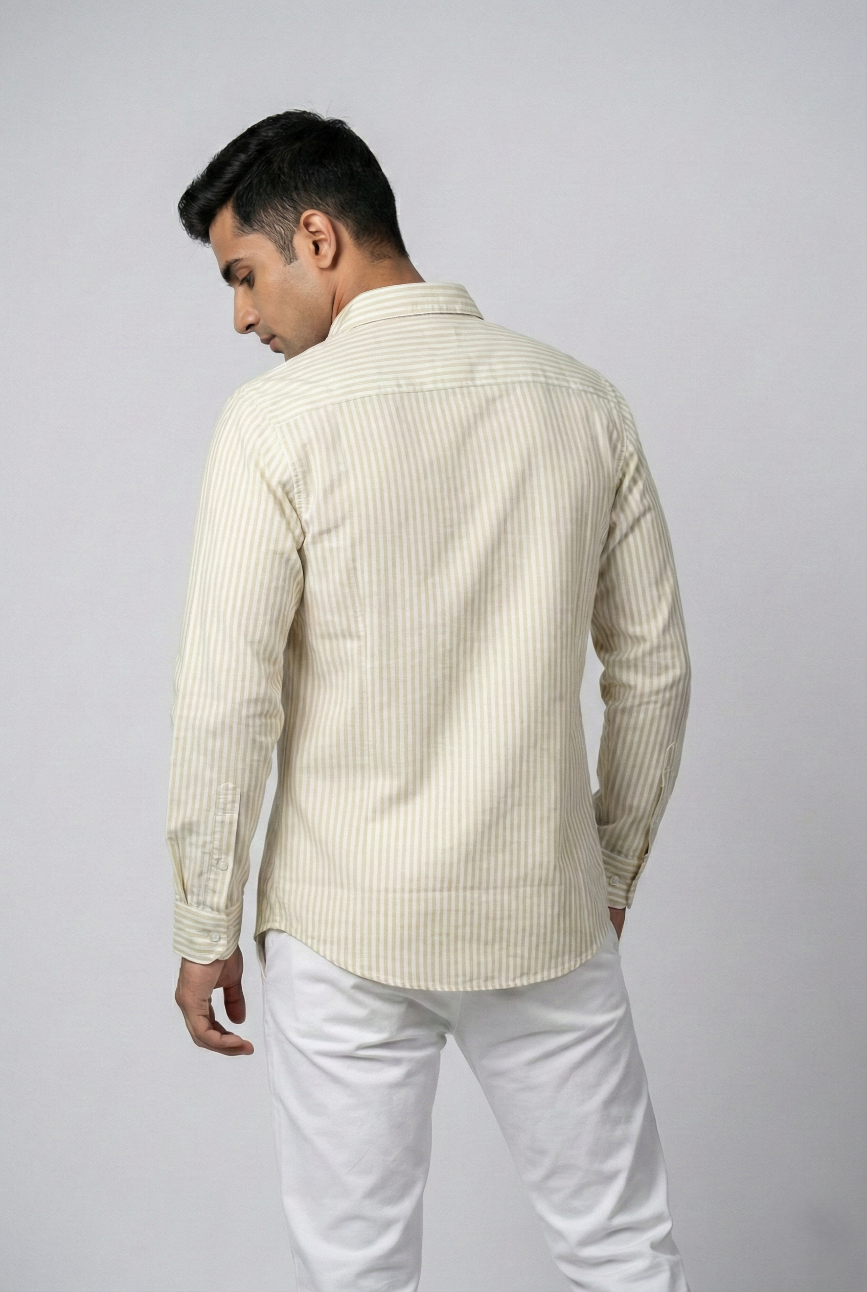 Beige Oxford Striped Shirt