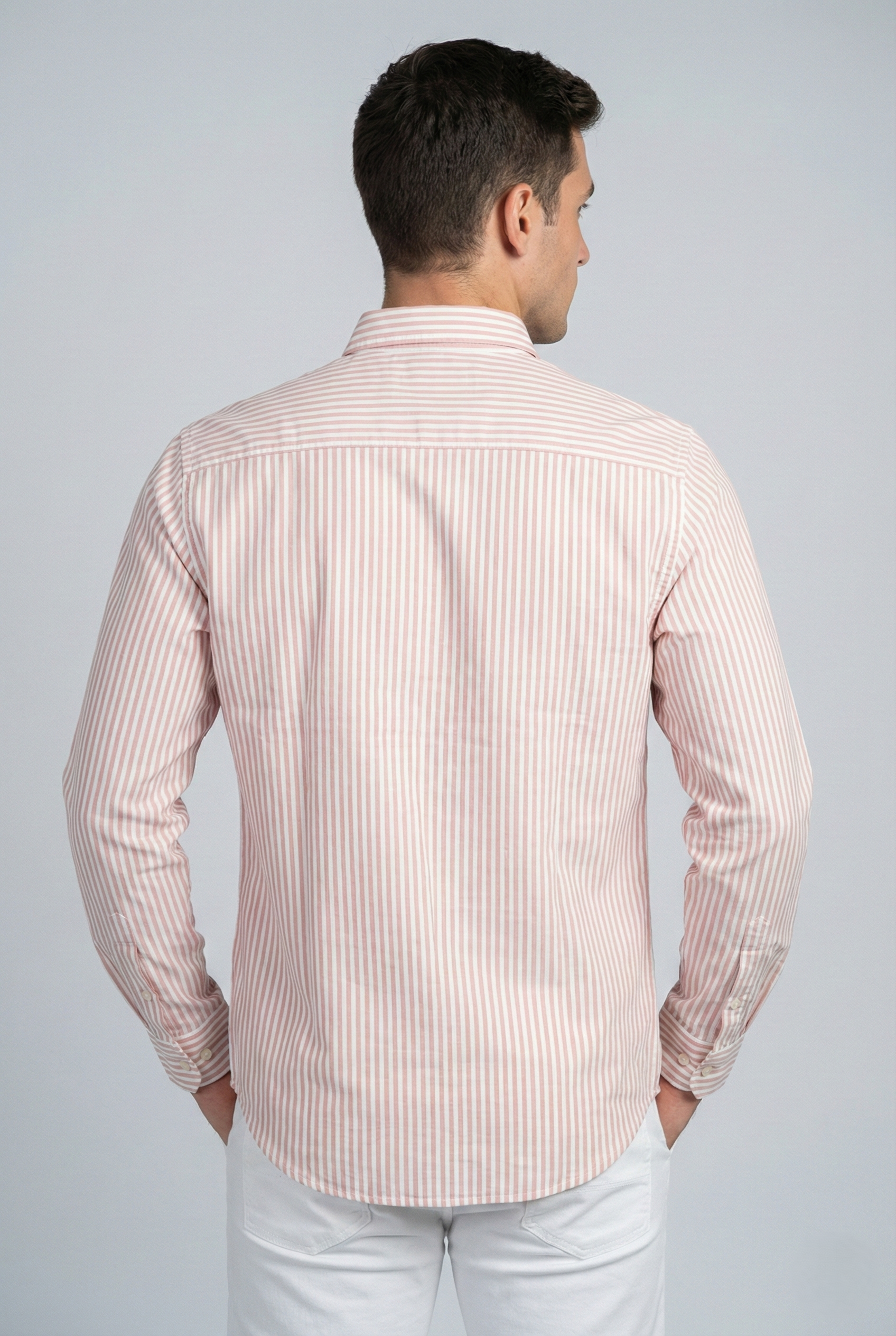 Peach Oxford Striped Shirt