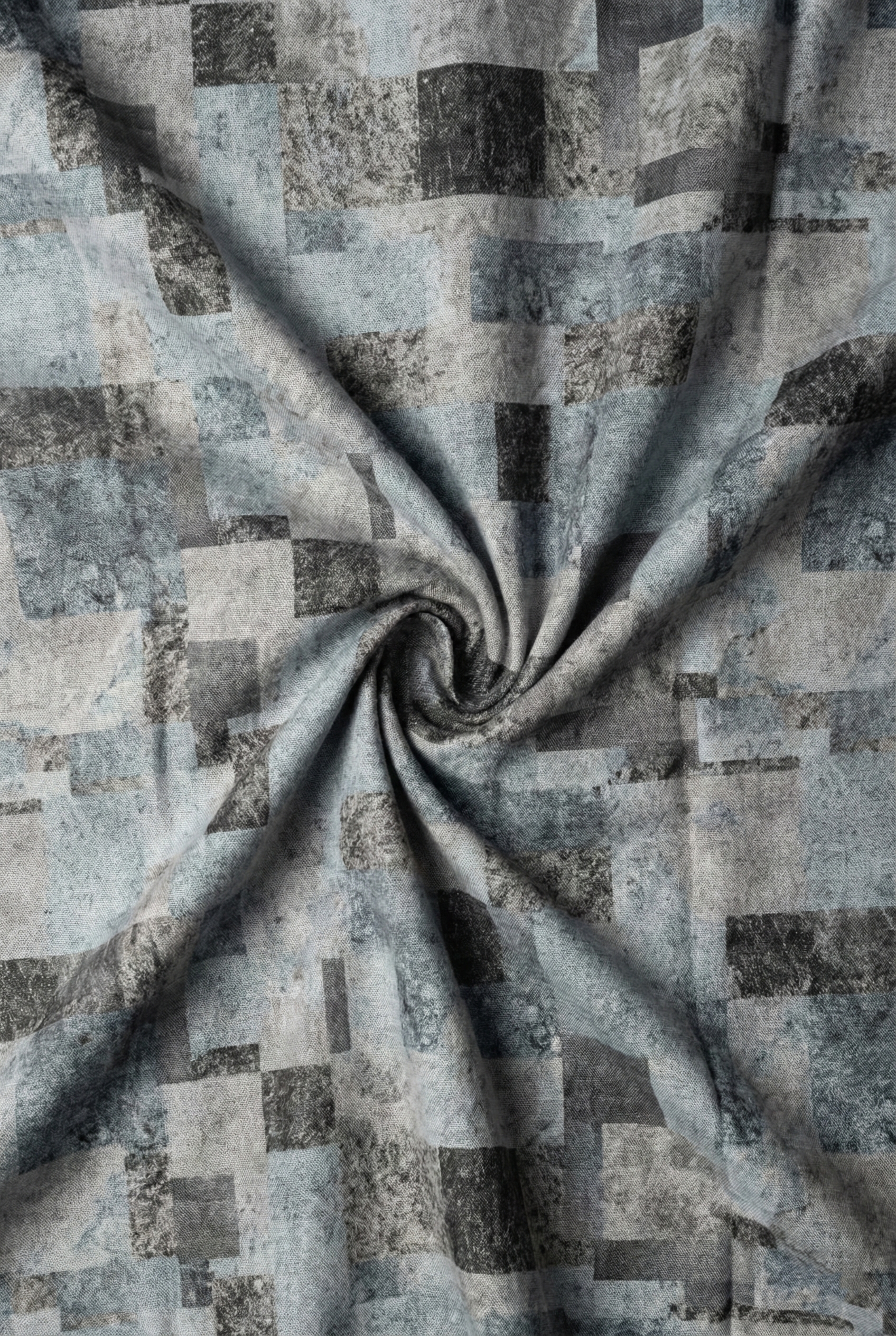 Muted Blue Ash Grey Geometric Print Shirt