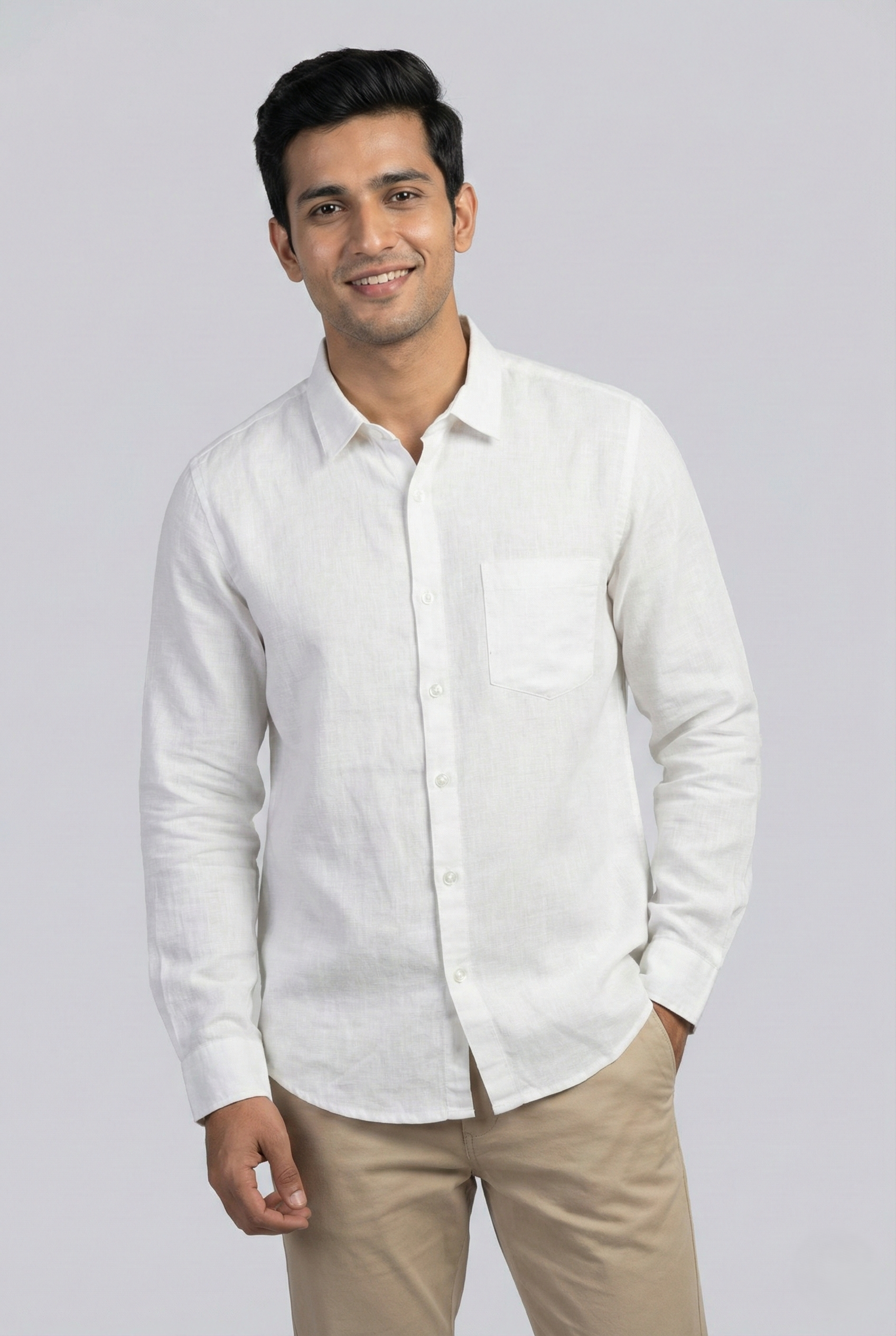 White Cotton Linen Shirt