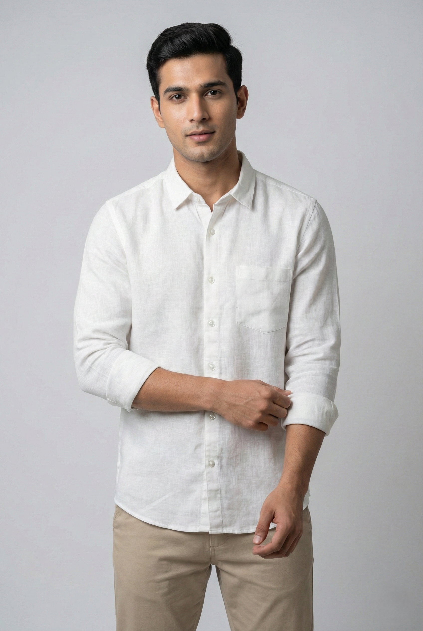 White Cotton Linen Shirt