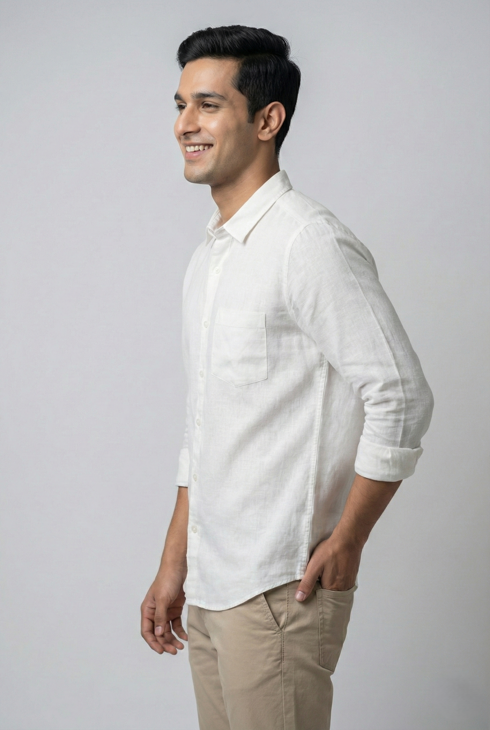 White Cotton Linen Shirt