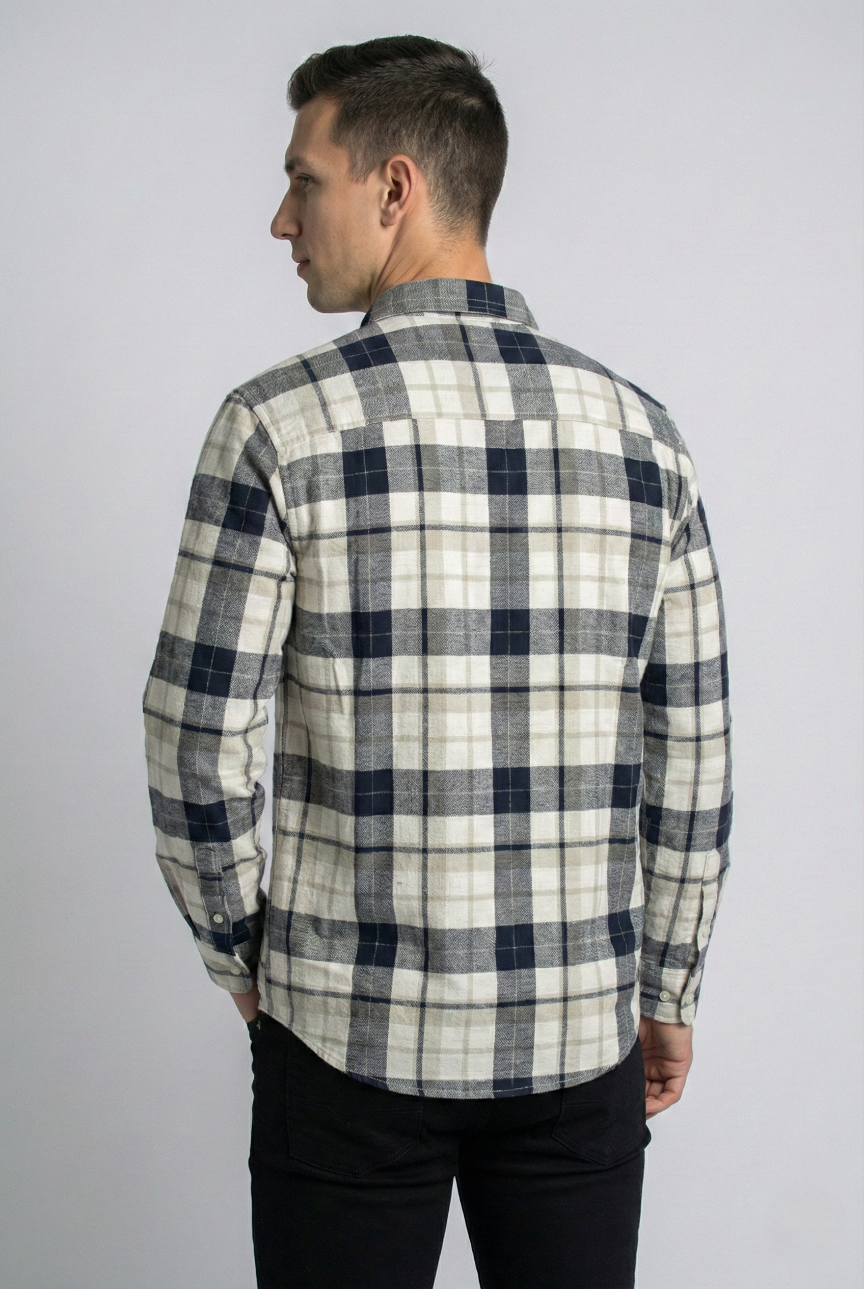 Black & White Large Check Cotton Shirt