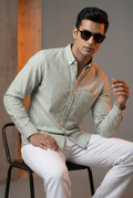 Olive Green Oxford Striped Shirt