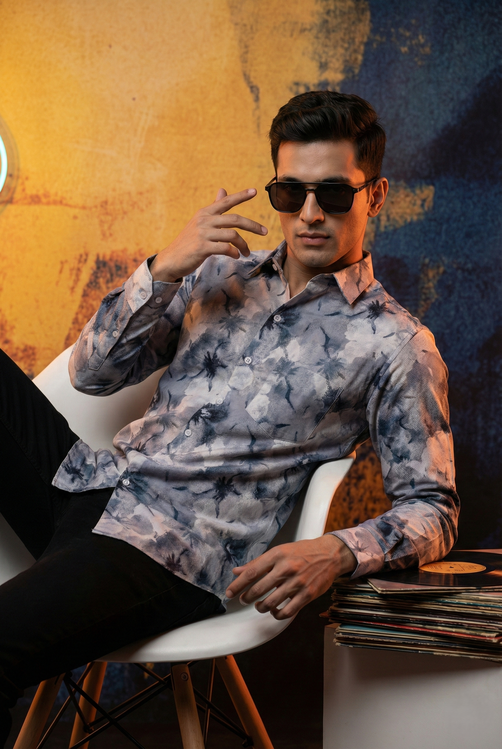 Blue Floral Print Shirt