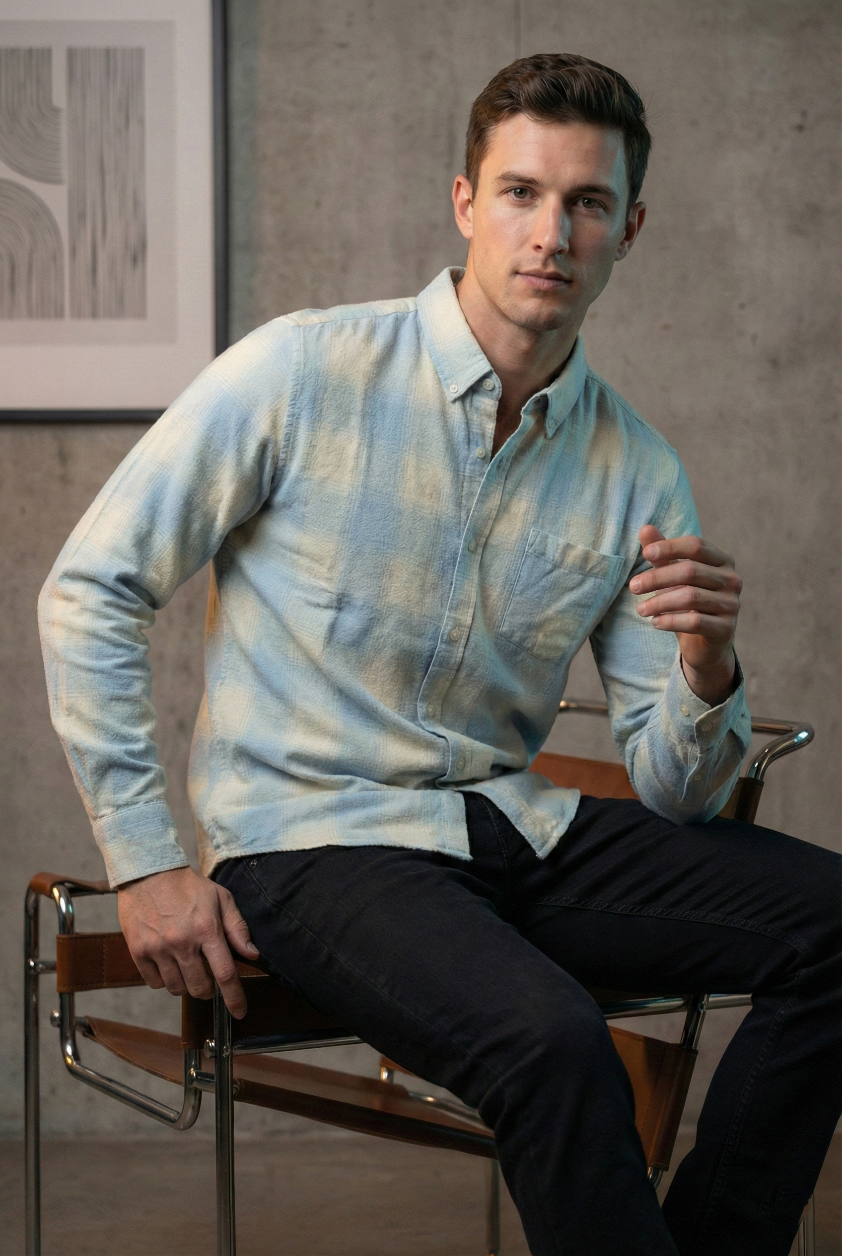Sky Blue Checked Shirt