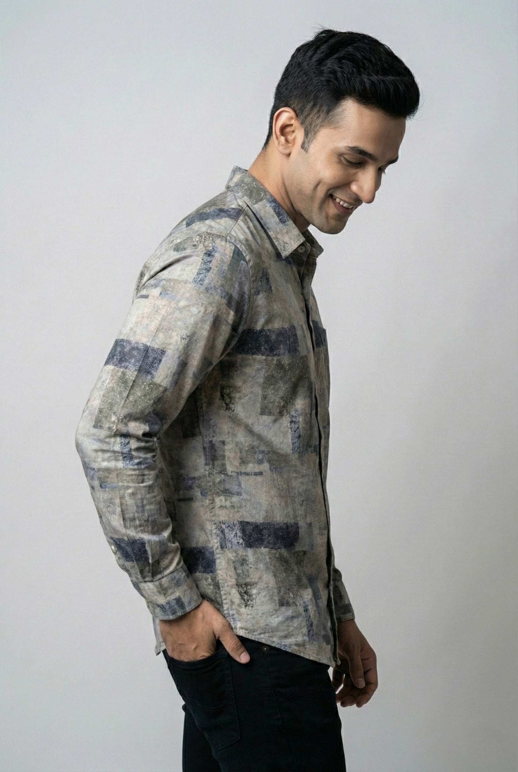 Light Beige Geometric Print Shirt