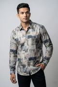 Light Beige Geometric Print Shirt