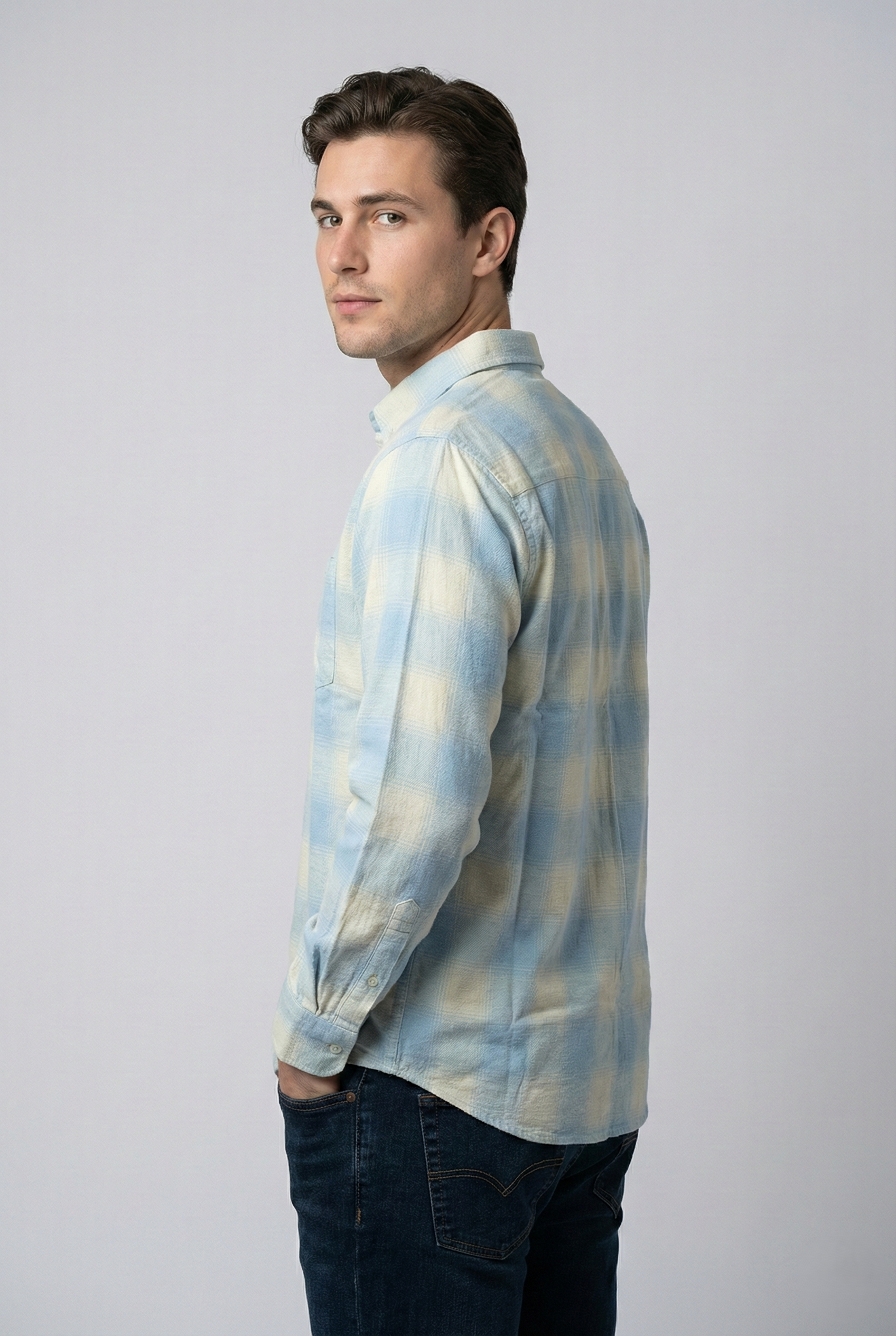 Sky Blue Checked Shirt