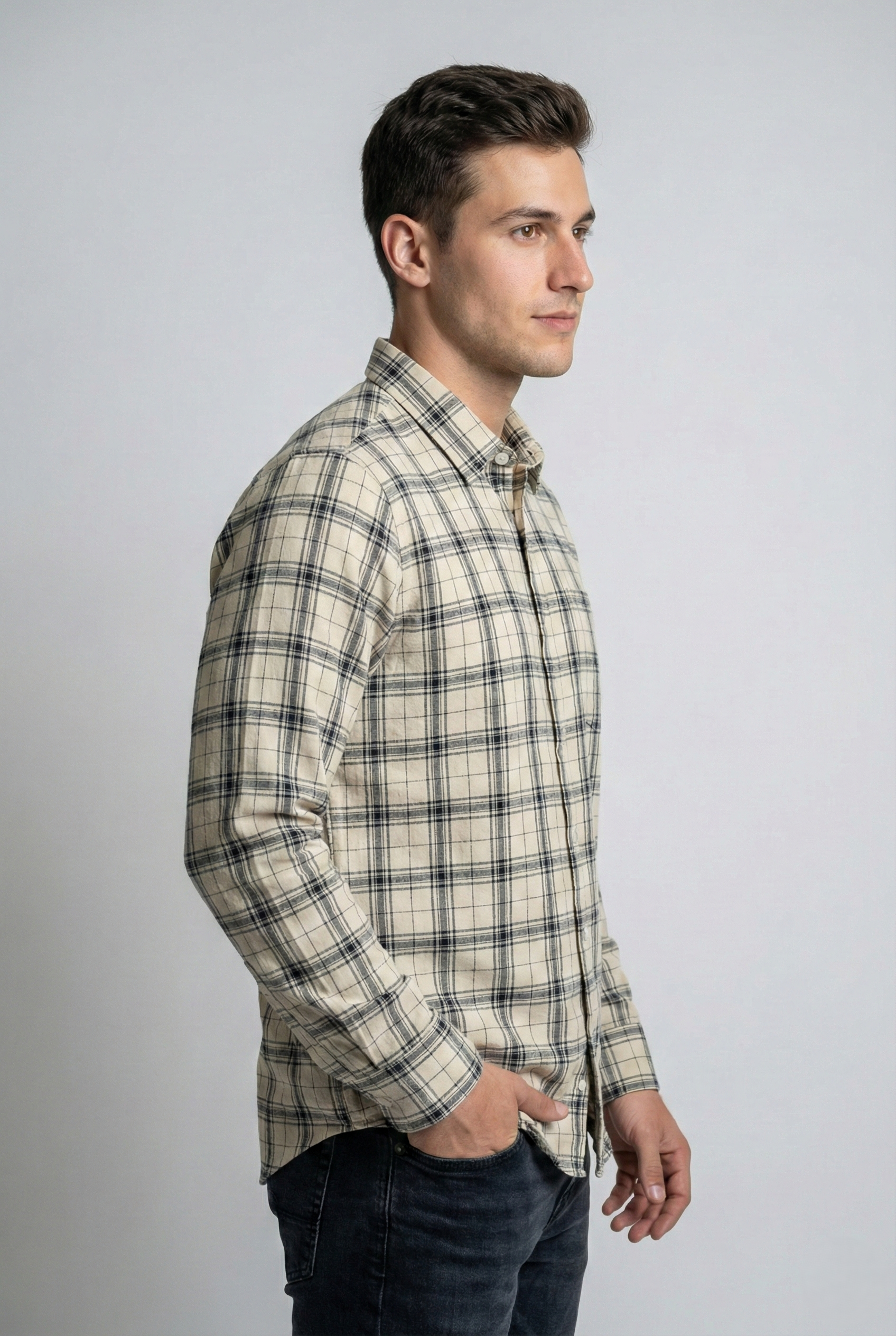 Cream Checked Shirt