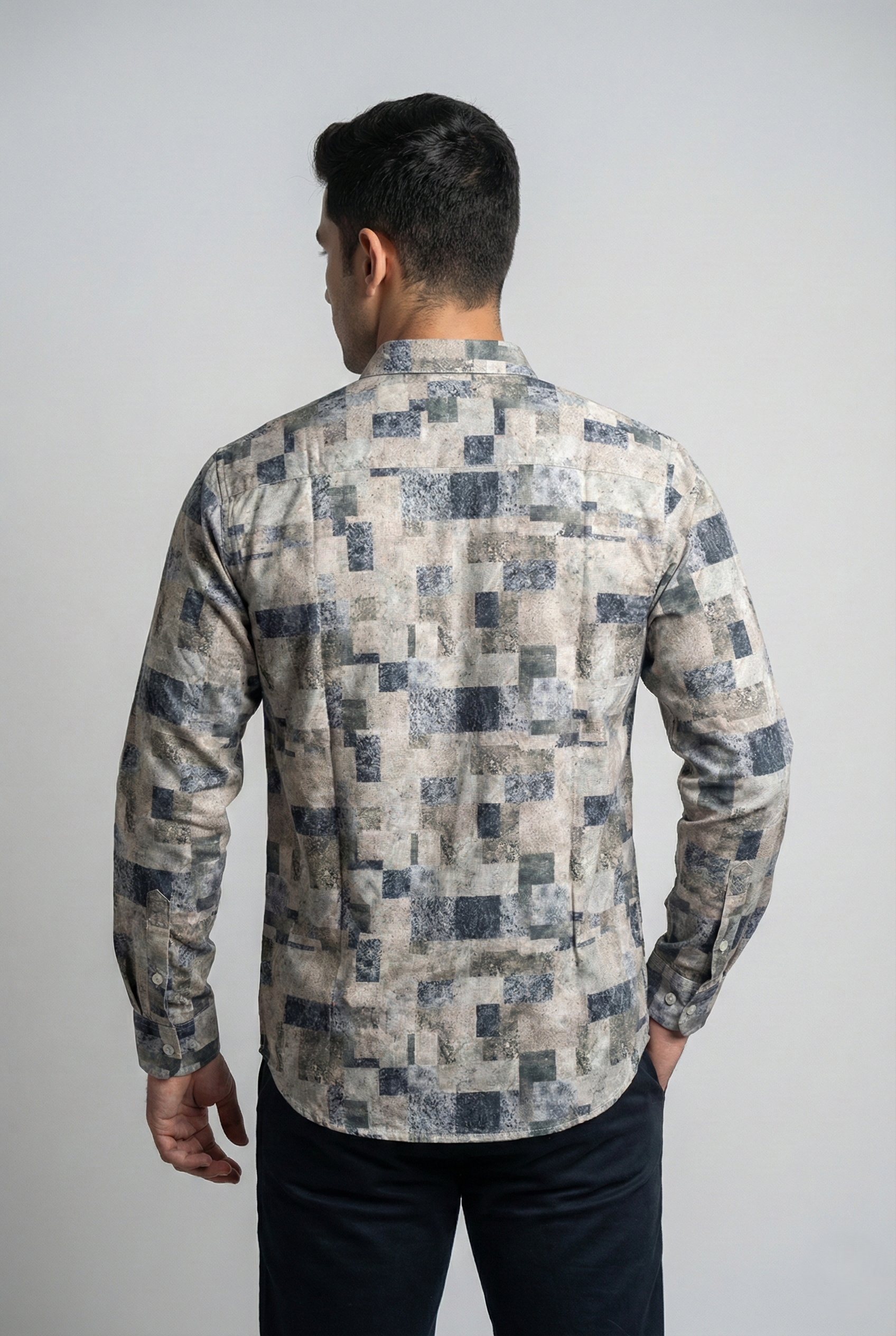 Light Beige Geometric Print Shirt