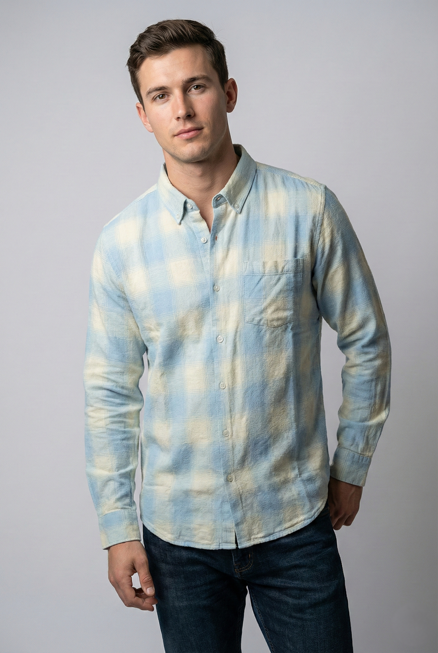 Sky Blue Checked Shirt