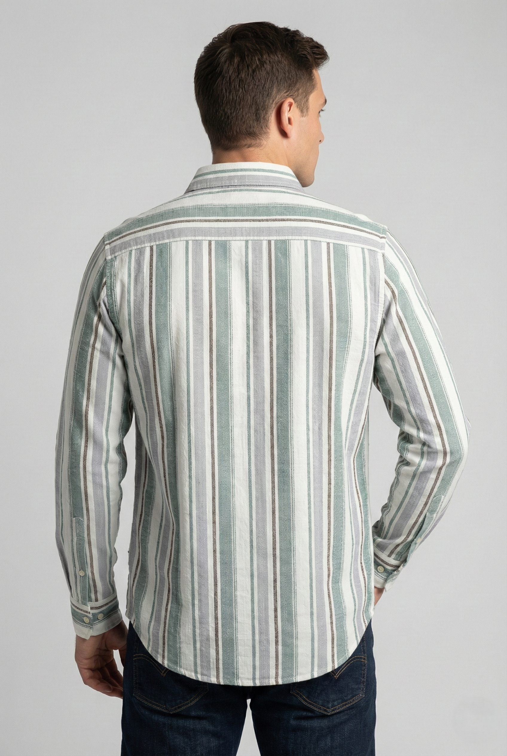 Pastel Green Broad Striped Shirt