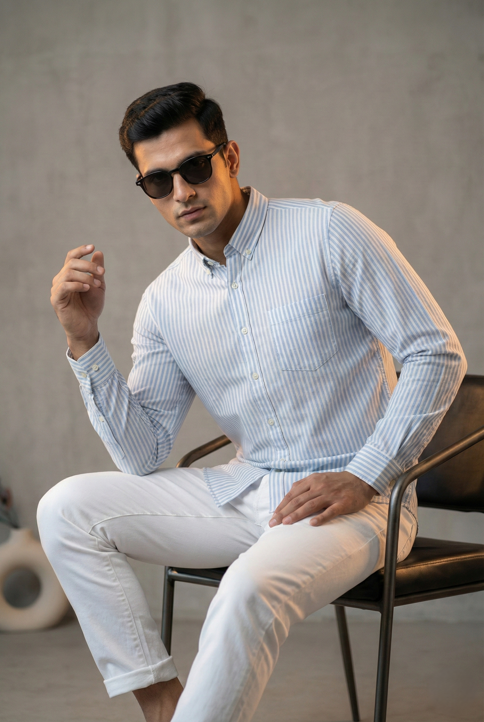 Sky blue Oxford Striped Shirt