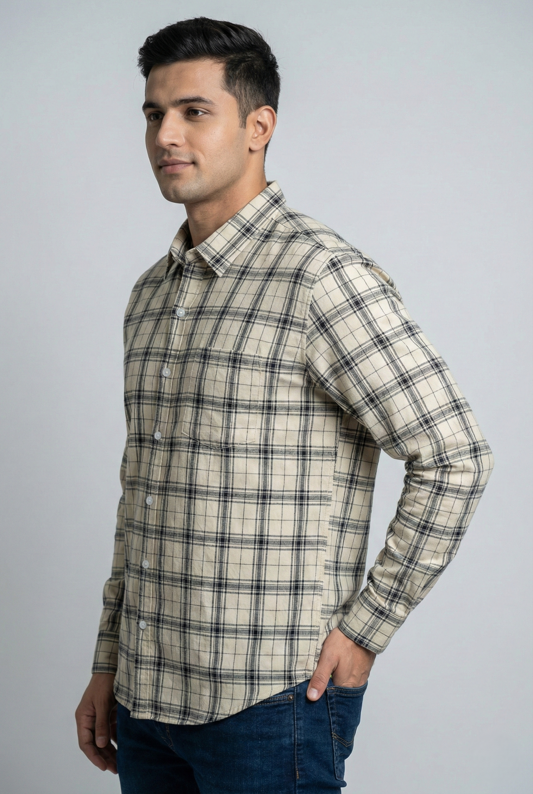 Cream Checked Shirt