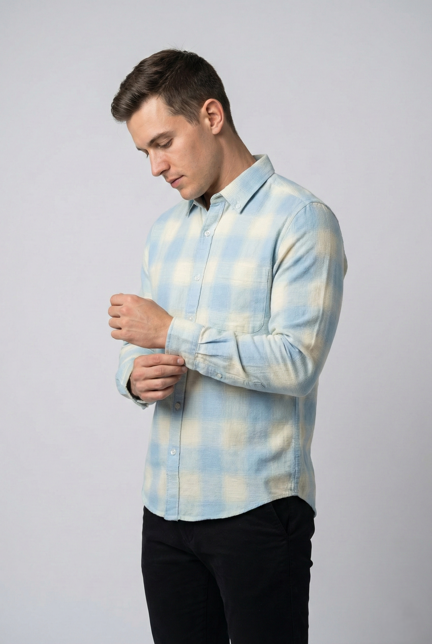 Sky Blue Checked Shirt