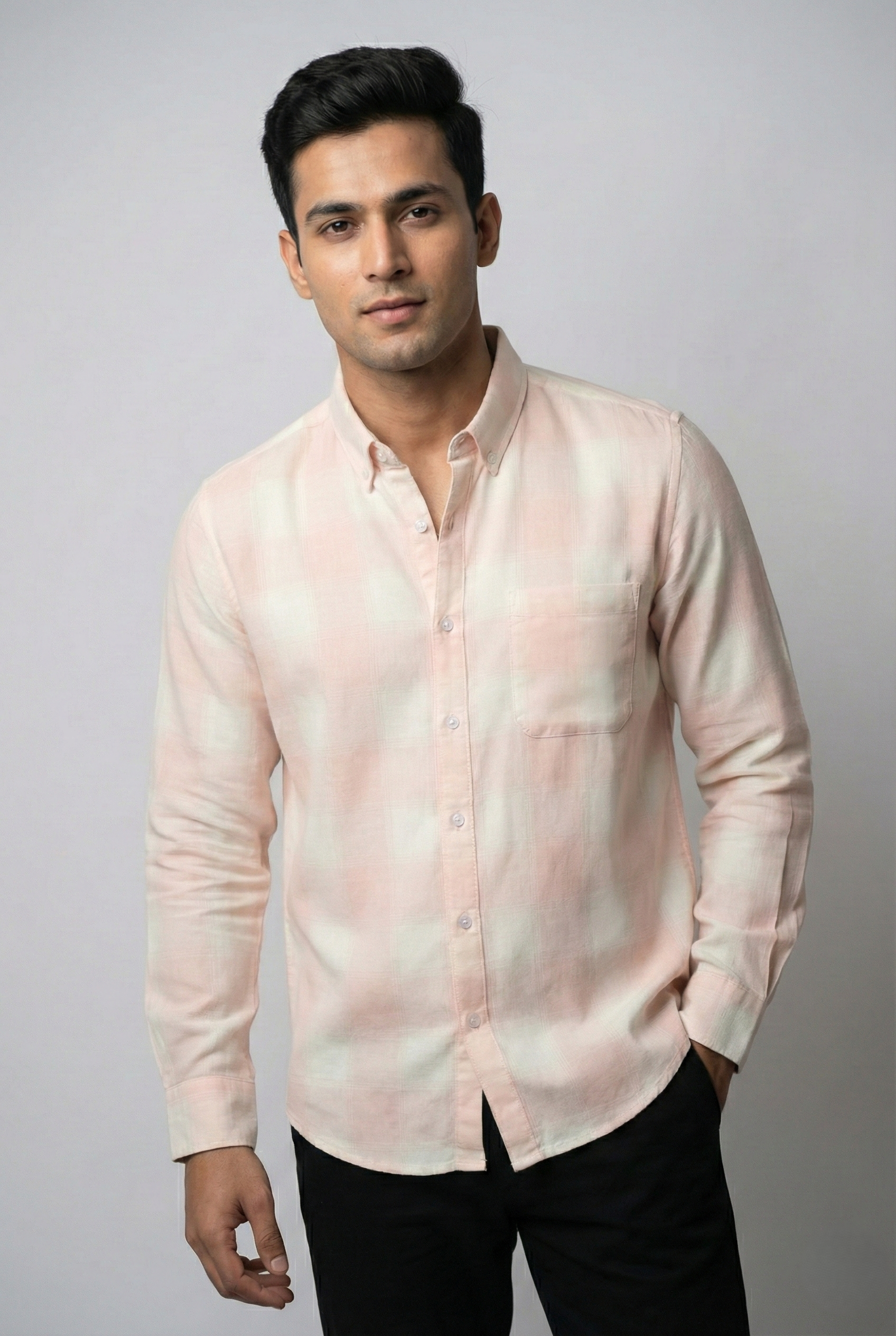 Peach Checked Shirt
