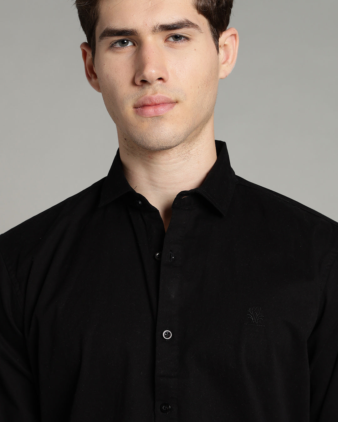 JET BLACK PLAIN COTTON SHIRT