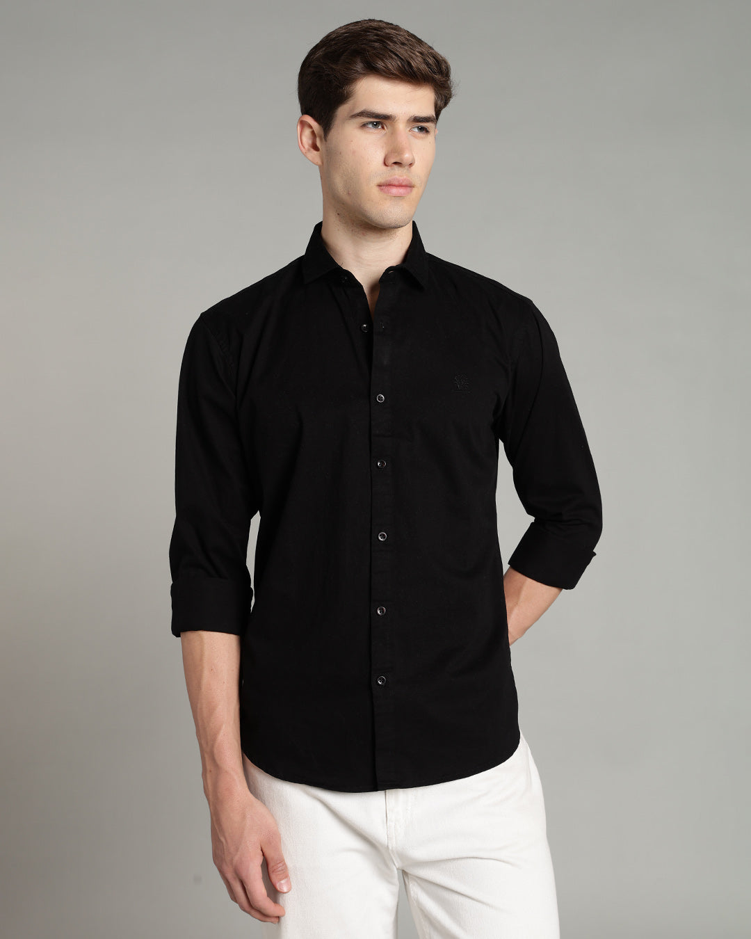 JET BLACK PLAIN COTTON SHIRT