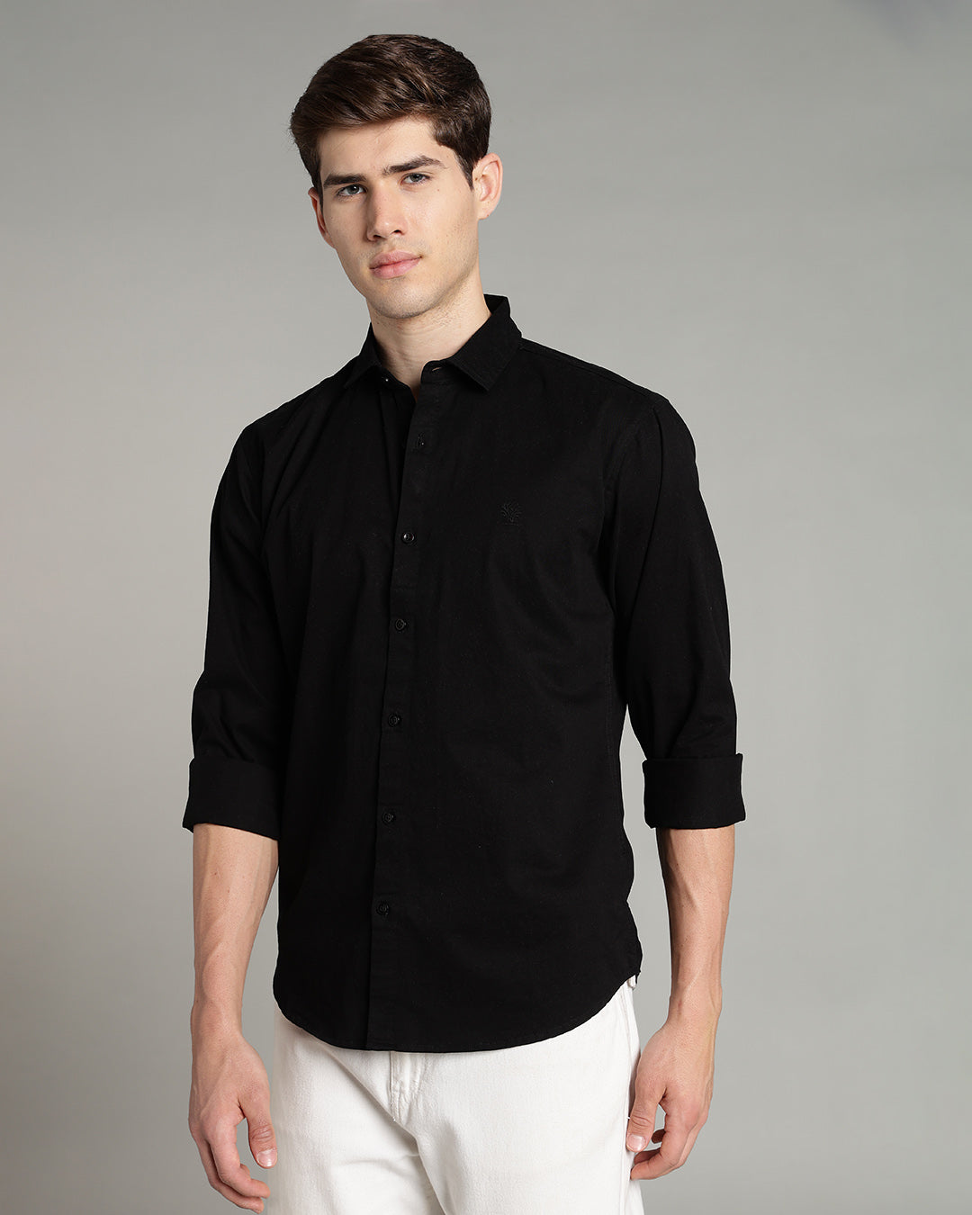 JET BLACK PLAIN COTTON SHIRT