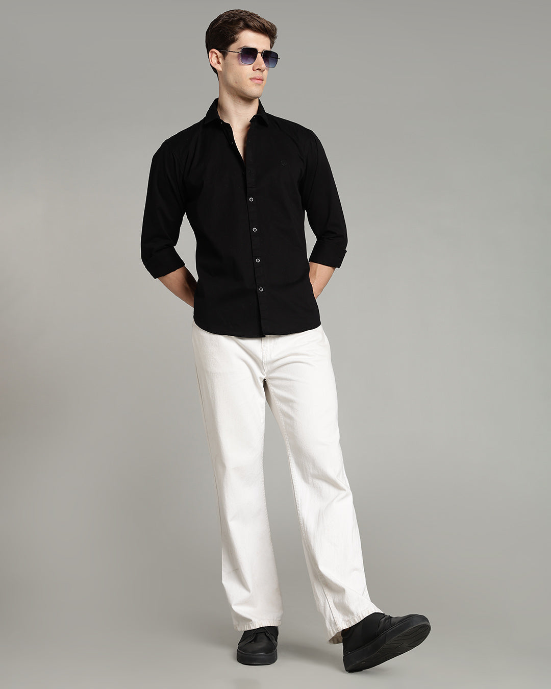 JET BLACK PLAIN COTTON SHIRT