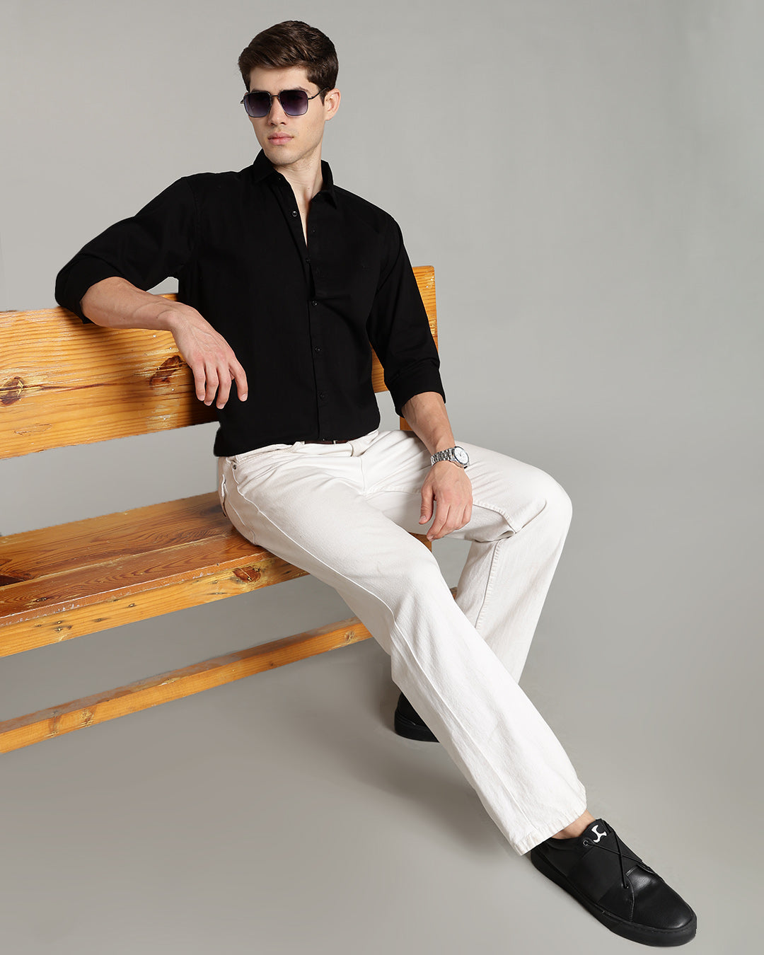 JET BLACK PLAIN COTTON SHIRT