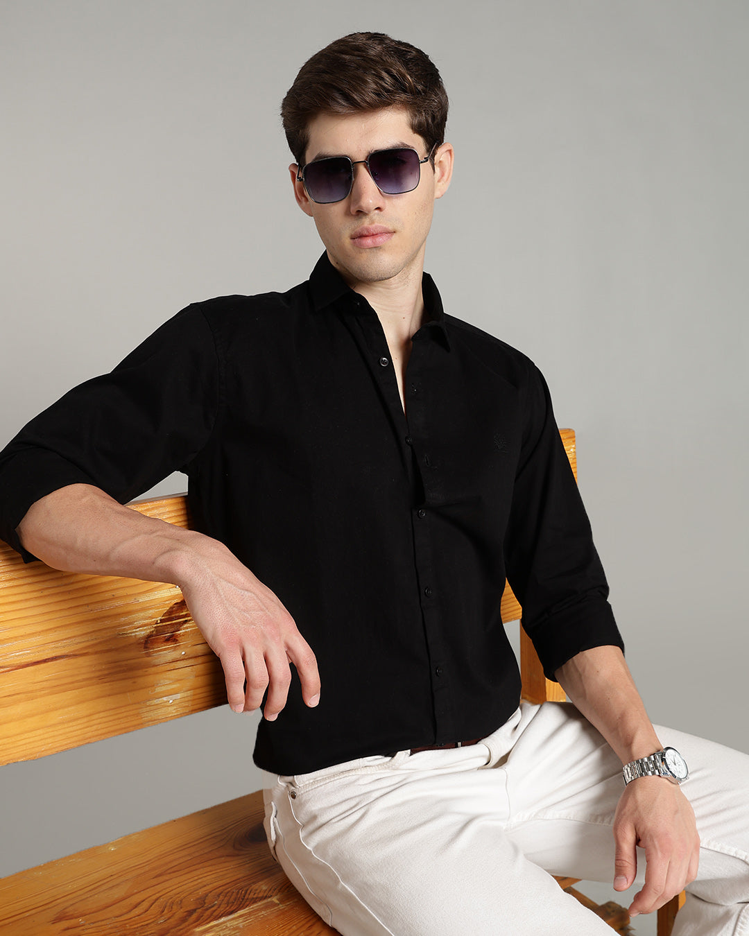 JET BLACK PLAIN COTTON SHIRT