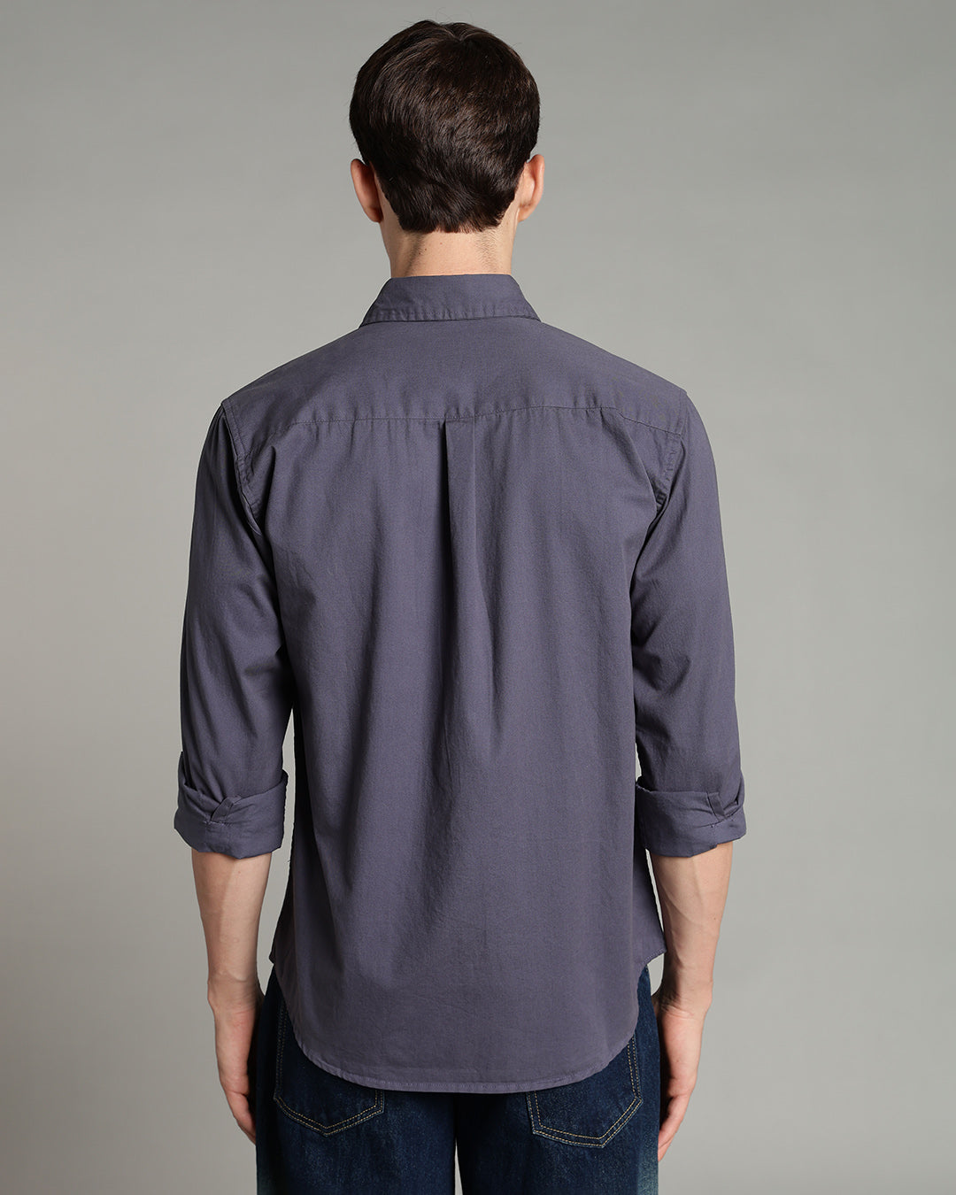 SLATE BLUE PLAIN COTTON SHIRT