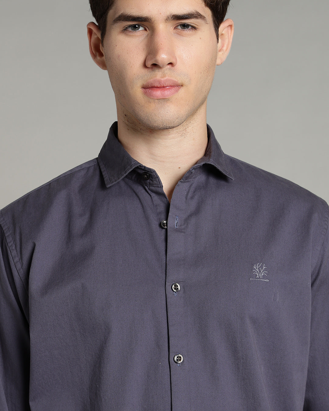SLATE BLUE PLAIN COTTON SHIRT