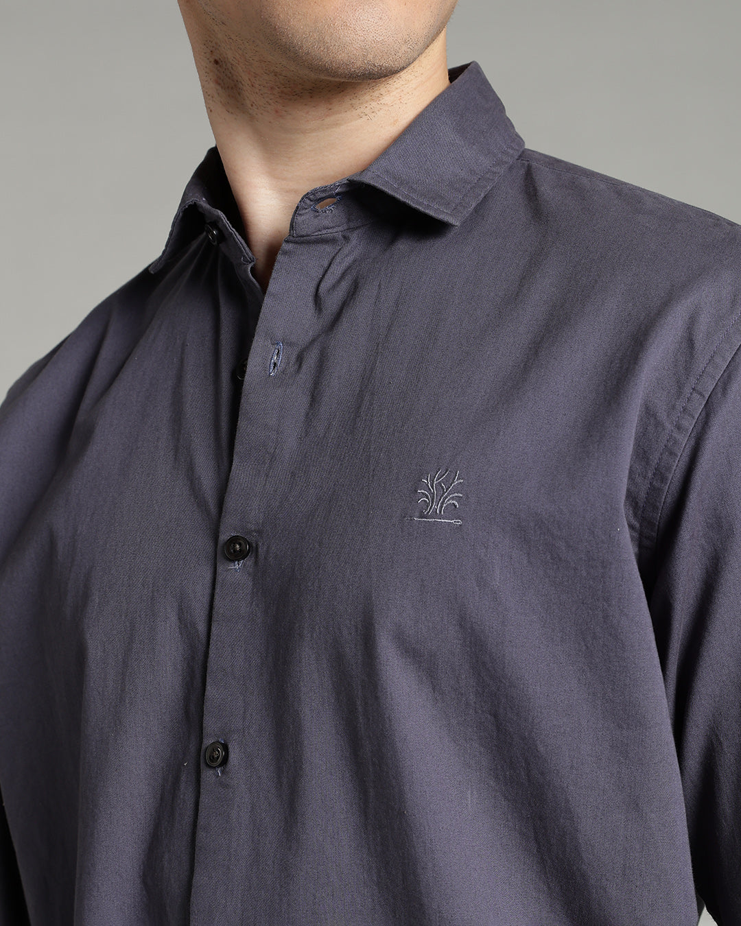 SLATE BLUE PLAIN COTTON SHIRT