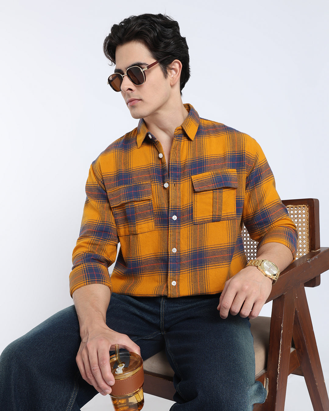 Mustard Yellow Plaid Shirt