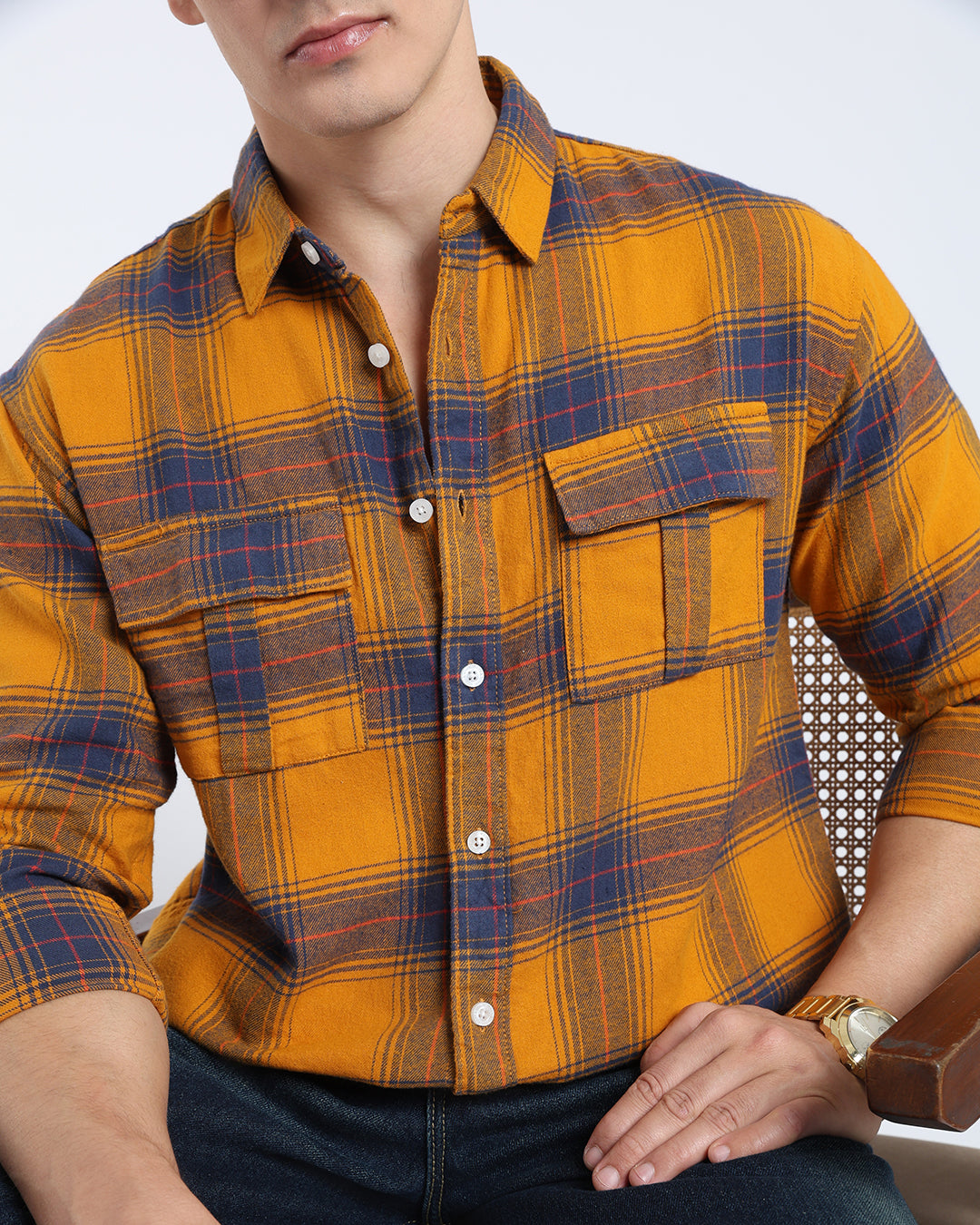 Mustard Yellow Plaid Shirt