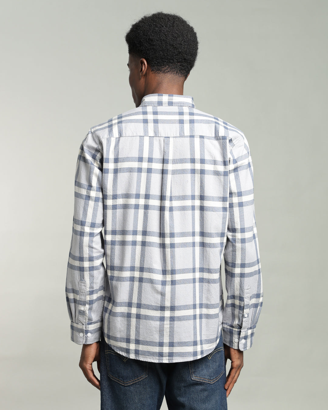 MIST GREY WINDOWPANE CHECK SHIRT