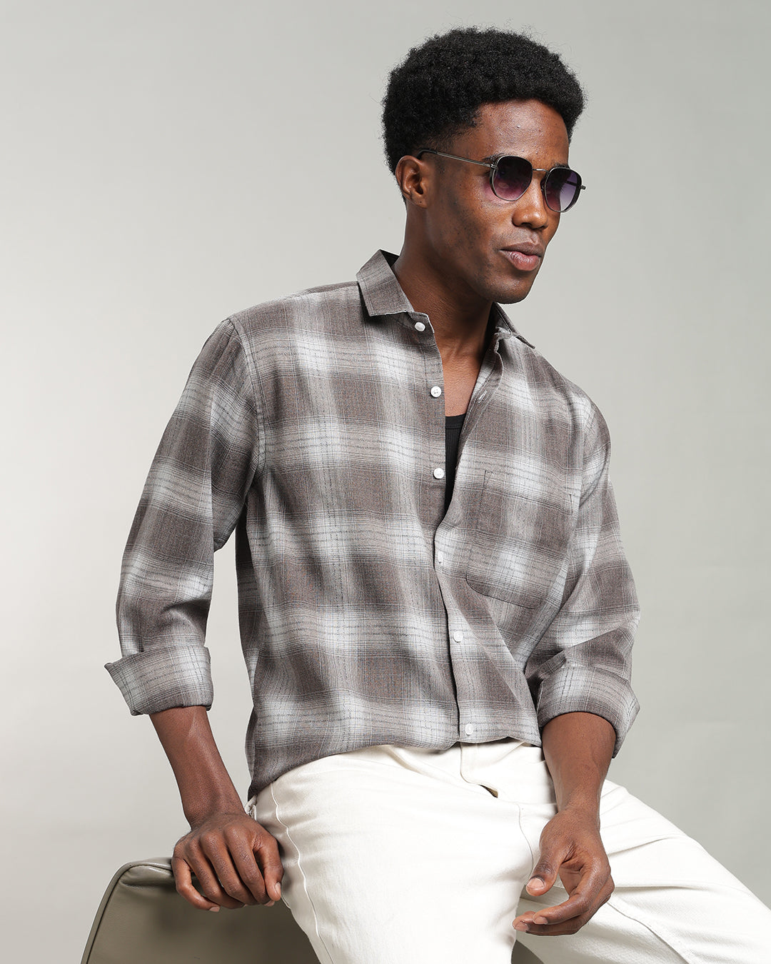 CLASSIC BROWN PLAID SHIRT