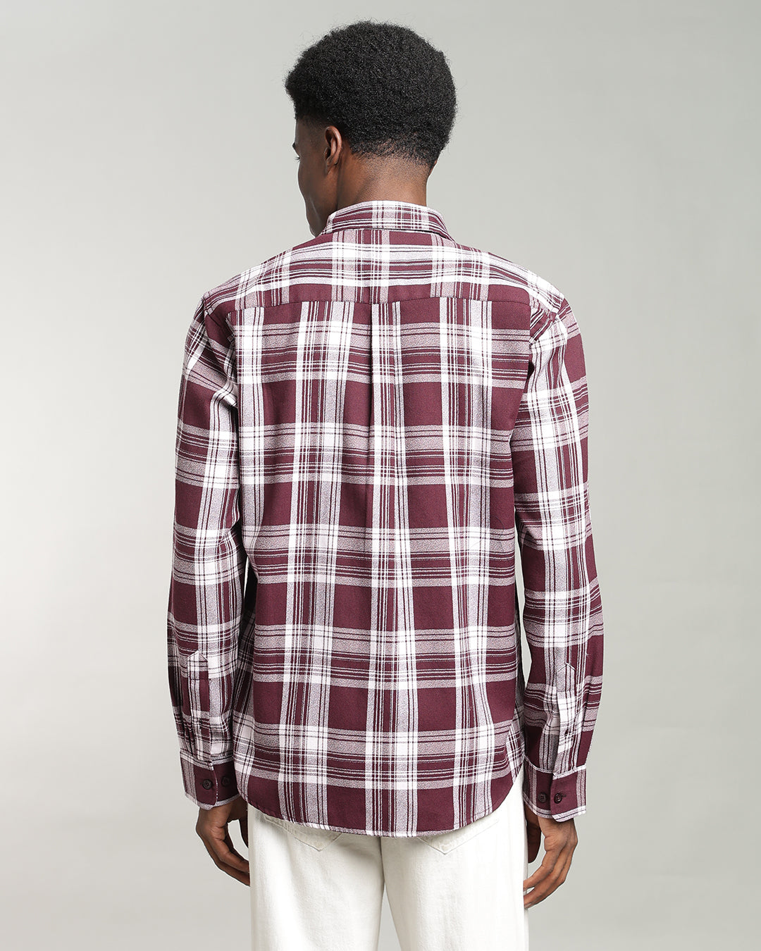 MAROON TARTAN CHECK CASUAL SHIRT