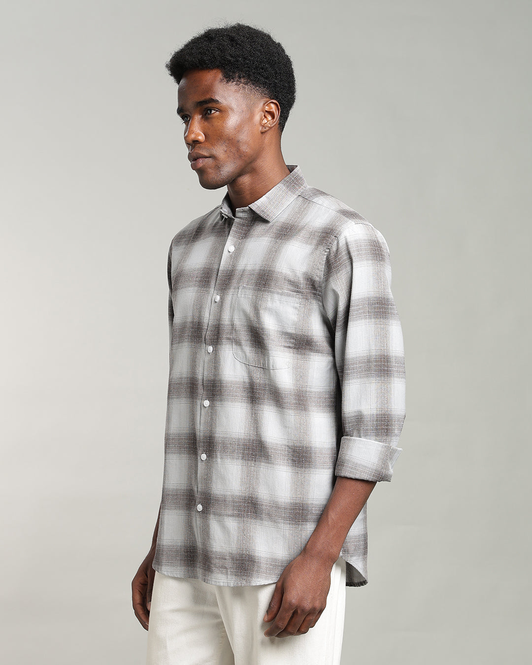 GREY OMBRE PLAID SHIRT