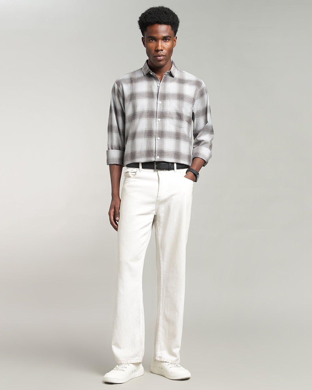 GREY OMBRE PLAID SHIRT