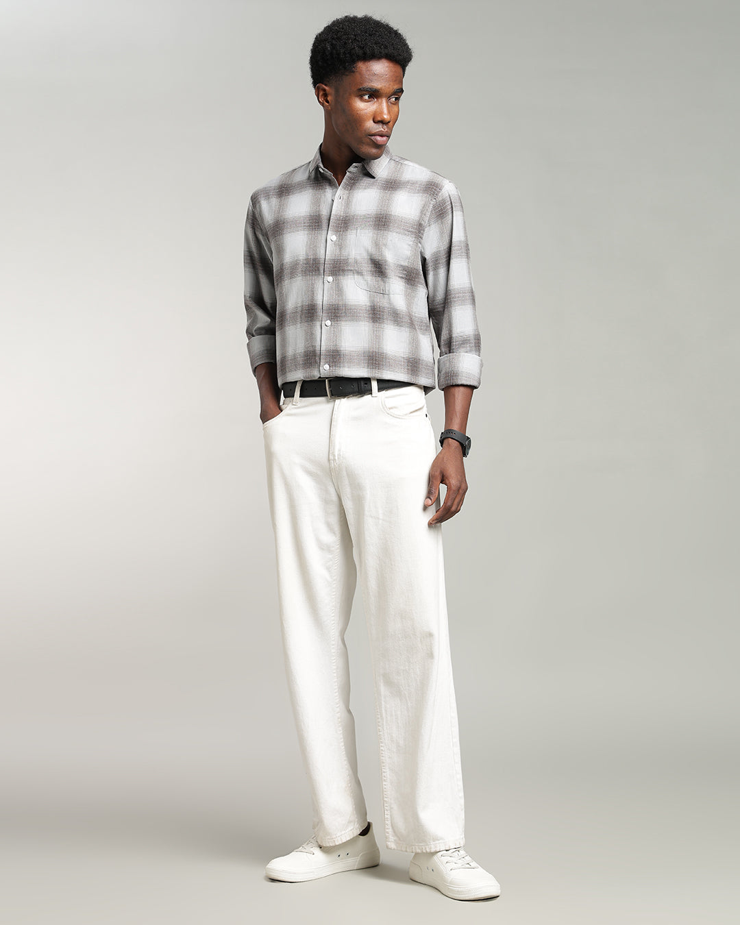 GREY OMBRE PLAID SHIRT